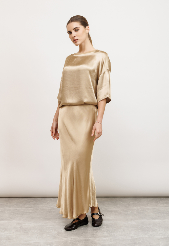 Camel viscose skirt