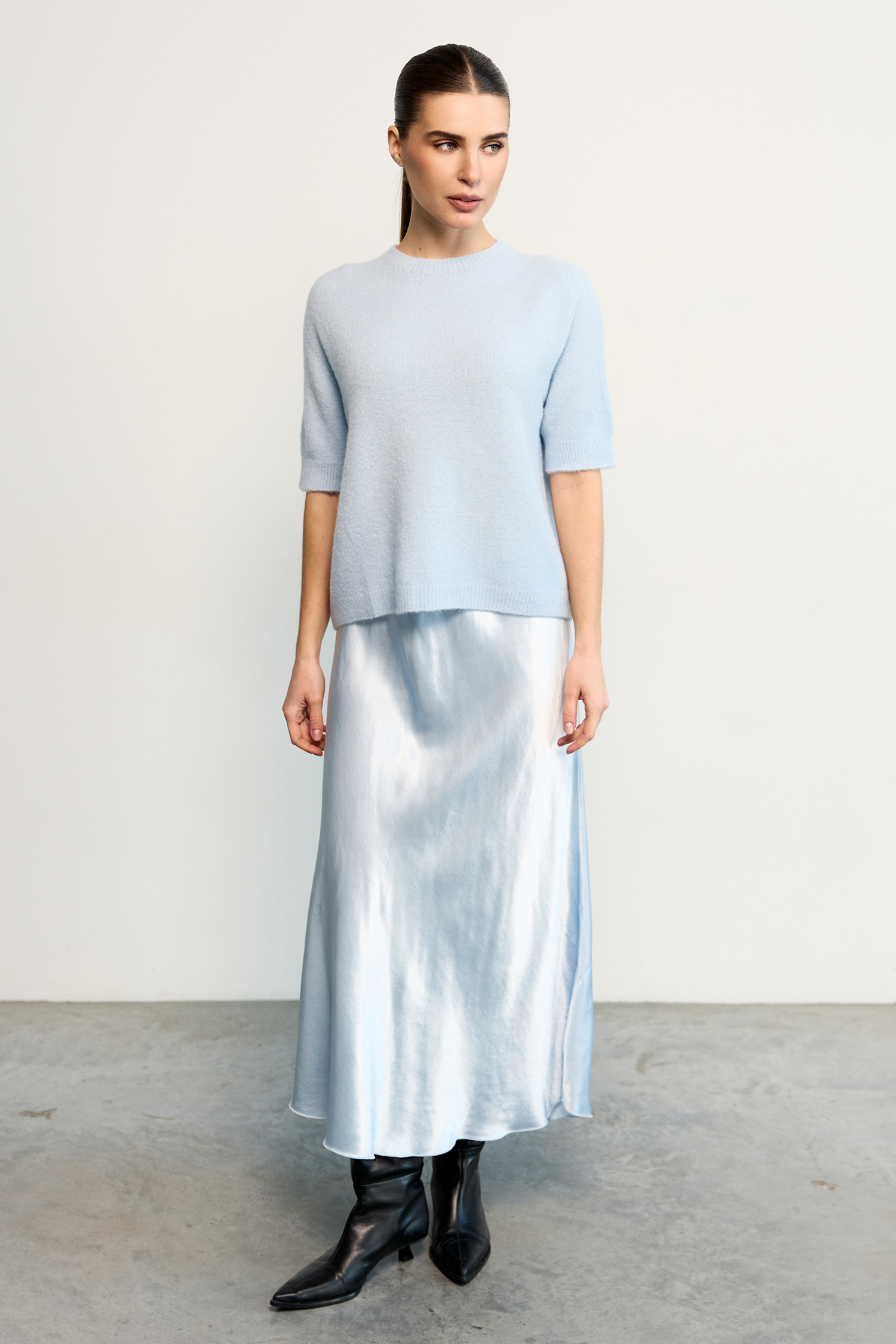 Pale blue viscose skirt